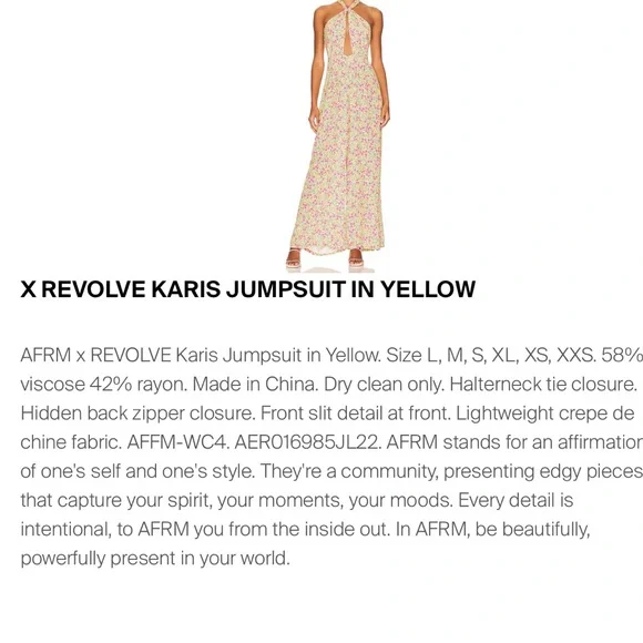 X Revolve Karis Jumpsuit In Yellow - Picture 3 of 7